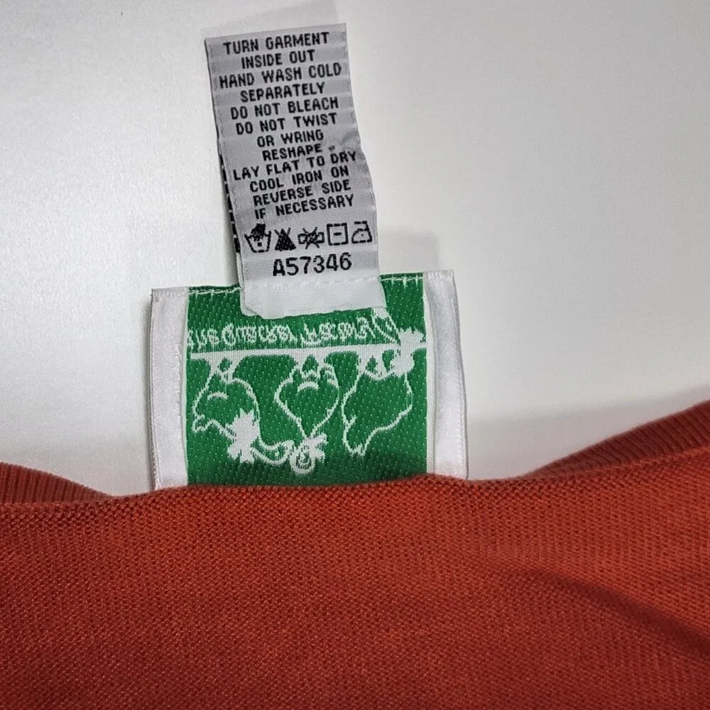 The Quacker Factory 1X Silk Cotton Orange Studded Sweater Top Square Neck Short